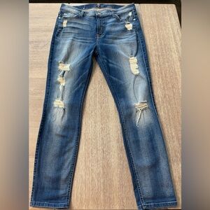 7 For All Mankind Distressed Skinny Ankle Jeans